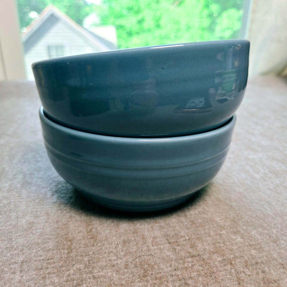 Threshold Westfield Stoneware Blue Cereal Soup Bowls Set of 2 Glossy 6 Inch